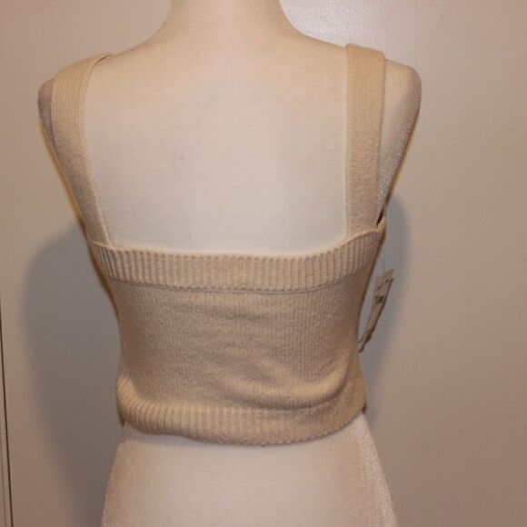 NWT A.L.C Cream Squared Neck Stretch Crop Top Women Size large - Picture 5 of 12